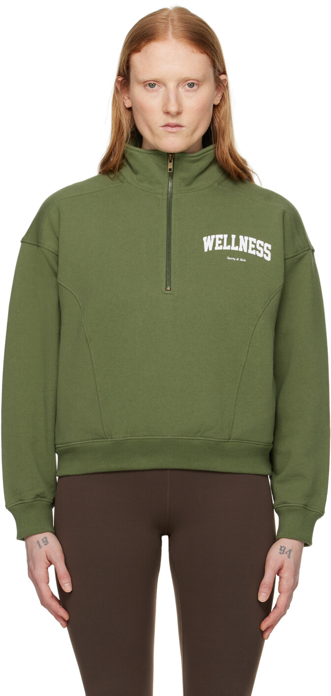 

Зеленый свитшот Ivy с надписью Wellness Sporty & Rich