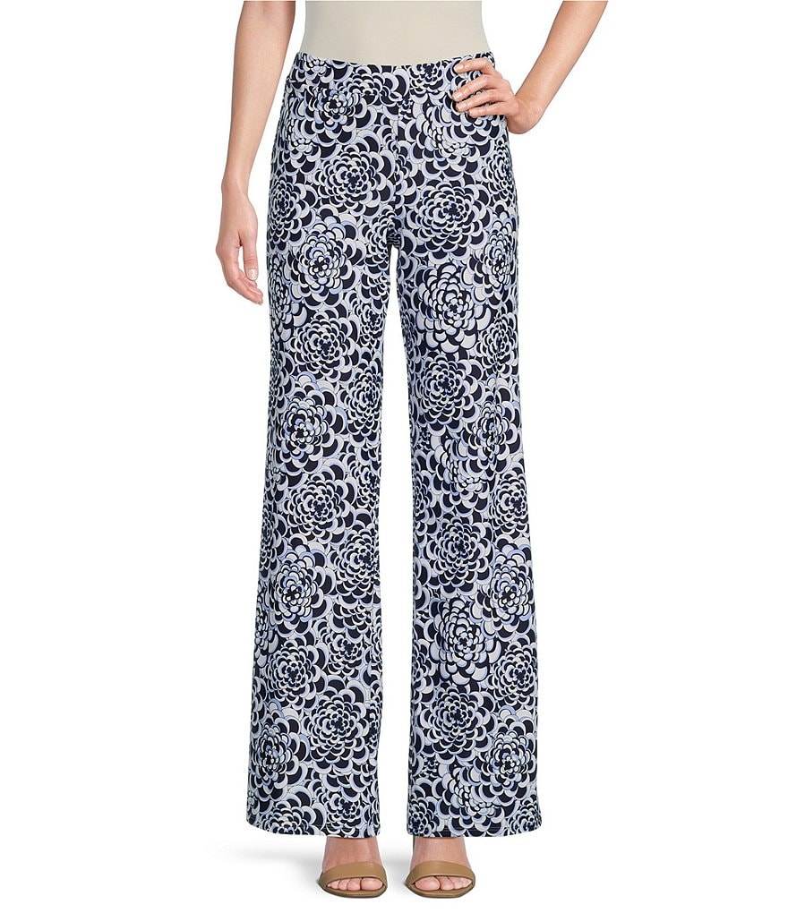 цена Jude Connally Trixie Jude Широкие брюки эластичного трикотажа с цветочным принтом и широкими штанинами без застежки, синий