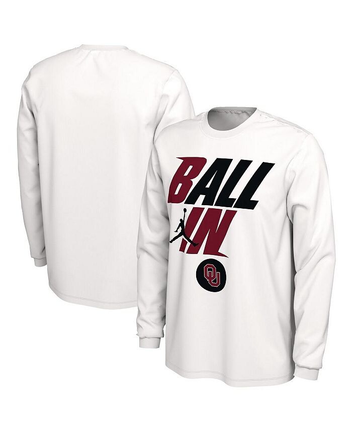 

Мужская брендовая белая футболка с длинным рукавом «Оклахома Сунерс» Ball In Bench Jordan, цвет White