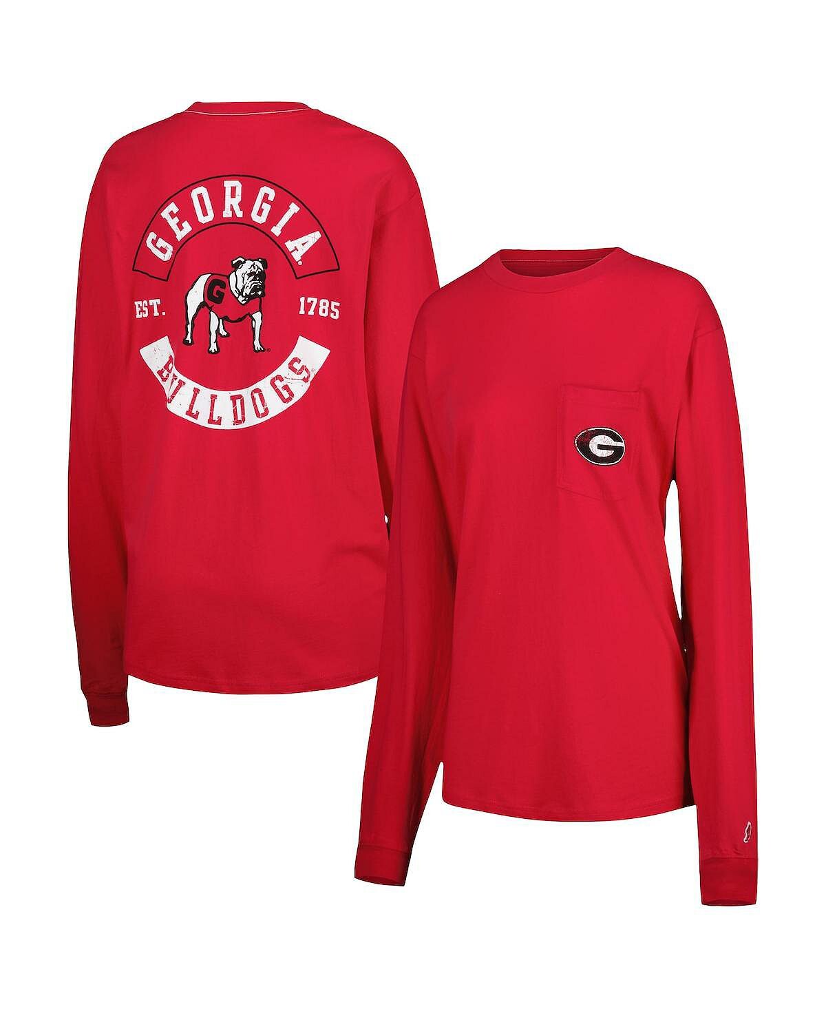 

Женская красная футболка оверсайз с длинными рукавами и карманами Georgia Bulldogs League Collegiate Wear, красный