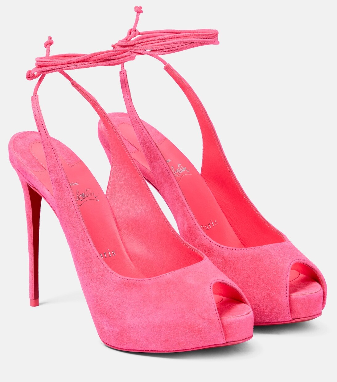 

Замшевые туфли Lace Up NVP с открытым носком Christian Louboutin, розовый
