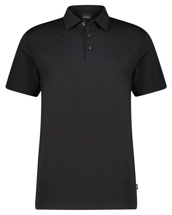 Прессованная рубашка-поло из лиоцелла Boss, черный