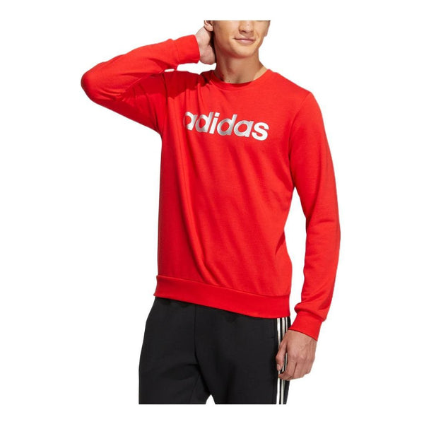 Толстовка Men's adidas neo Chest Alphabet Logo Printing Round Neck Long Sleeves Red, красный