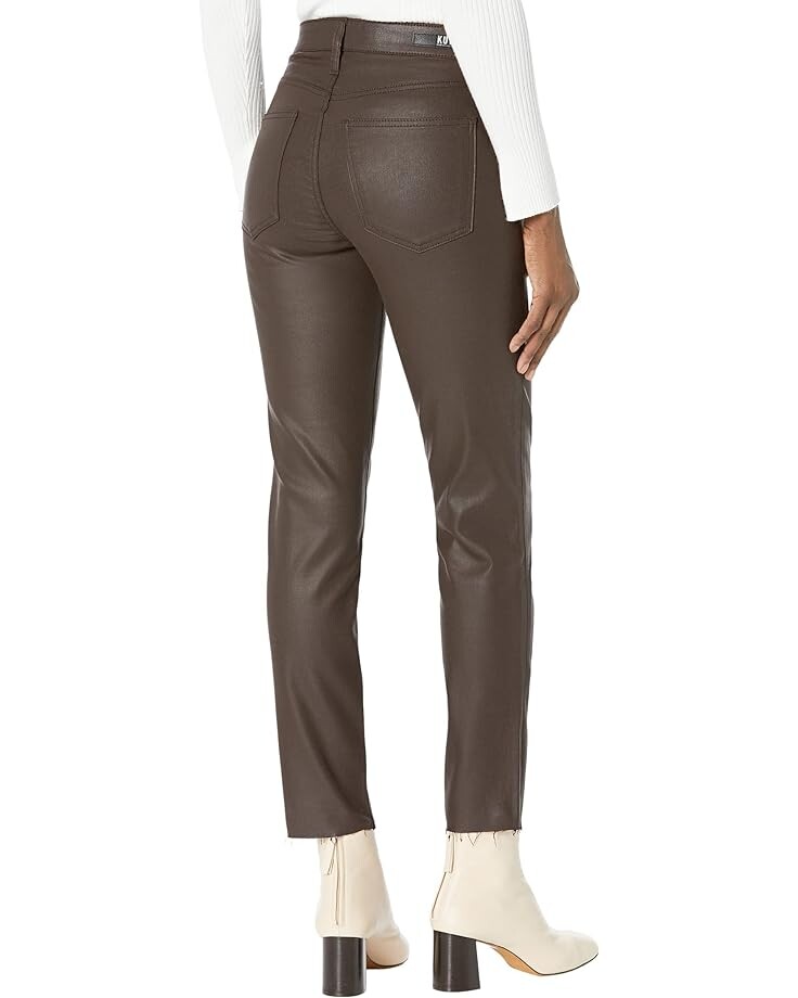 

Джинсы KUT from the Kloth Rachael High-Rise Fab Ab Mom Raw Hem - Coated, цвет Choclate