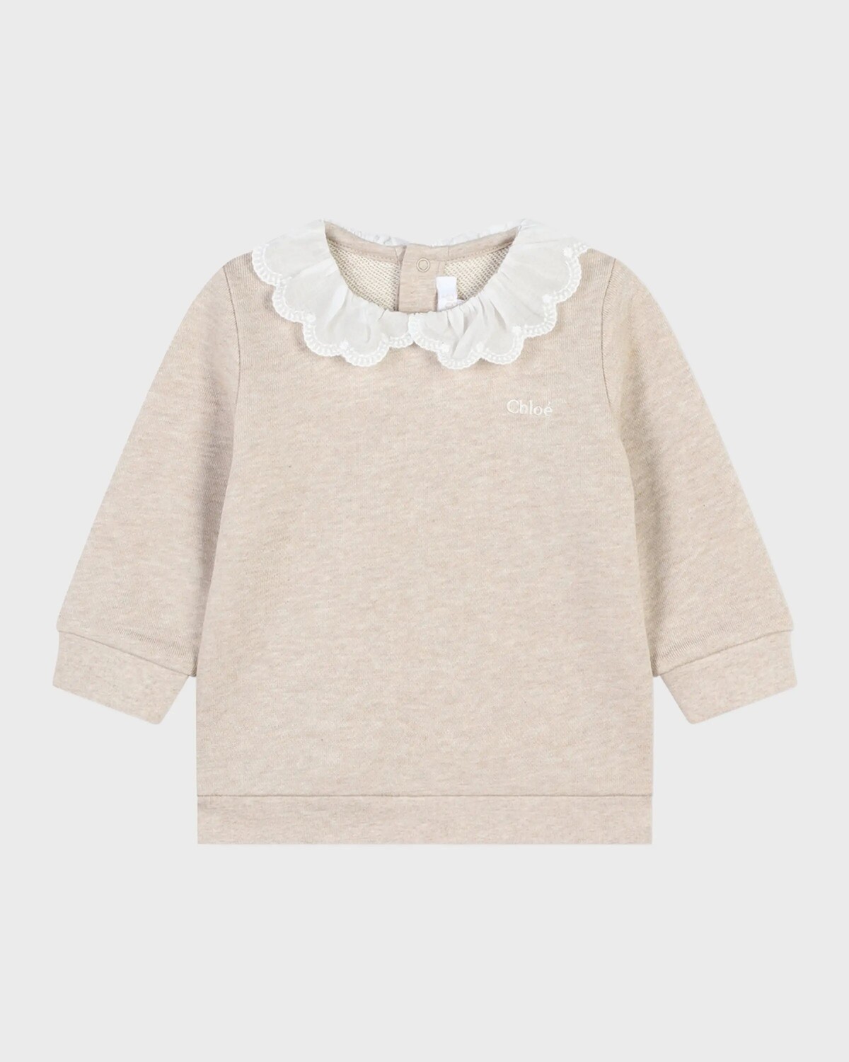 

Свитер с воротником и вышитым логотипом для девочек, размер 6M-3 Chloe, цвет Beige Marl