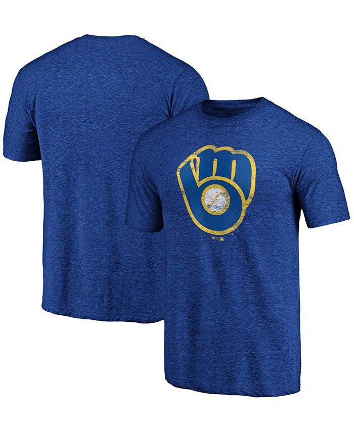 

Мужская футболка с логотипом Royal Milwaukee Brewers Weathered Tri-Blend с принтом для мужчин Fanatics, цвет Heathered Royal