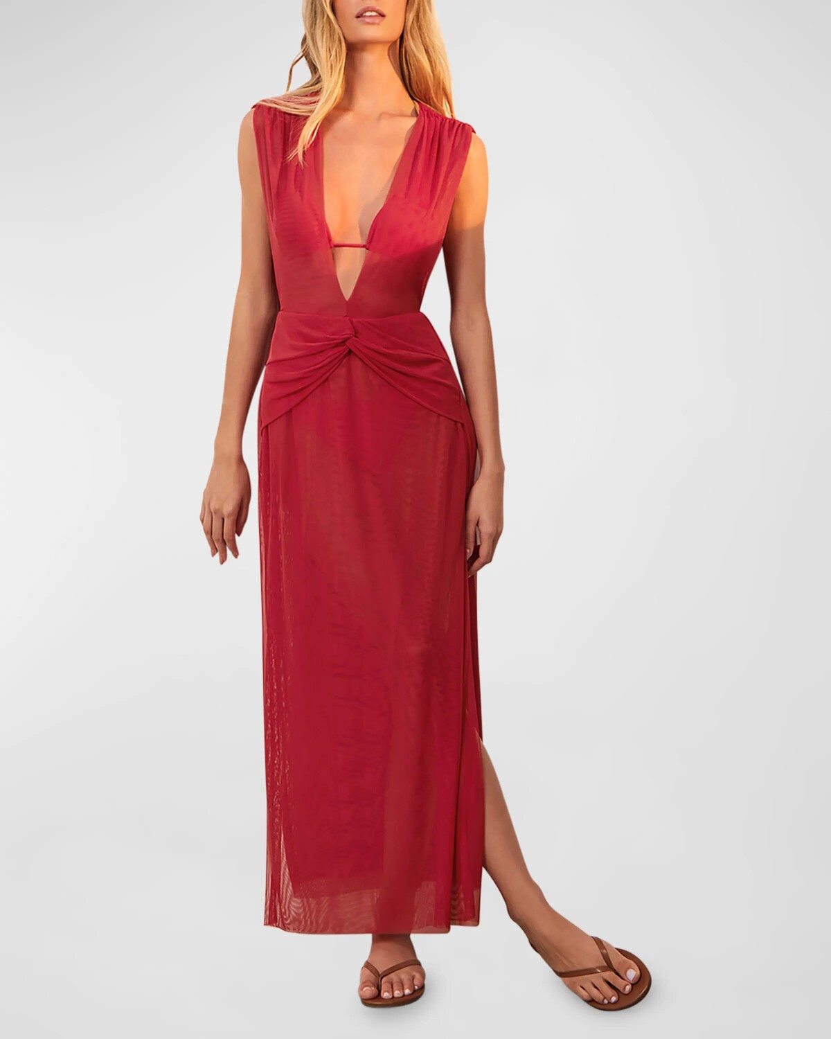 

Однотонное накидное платье макси Cindy Vix, цвет Red Poppy