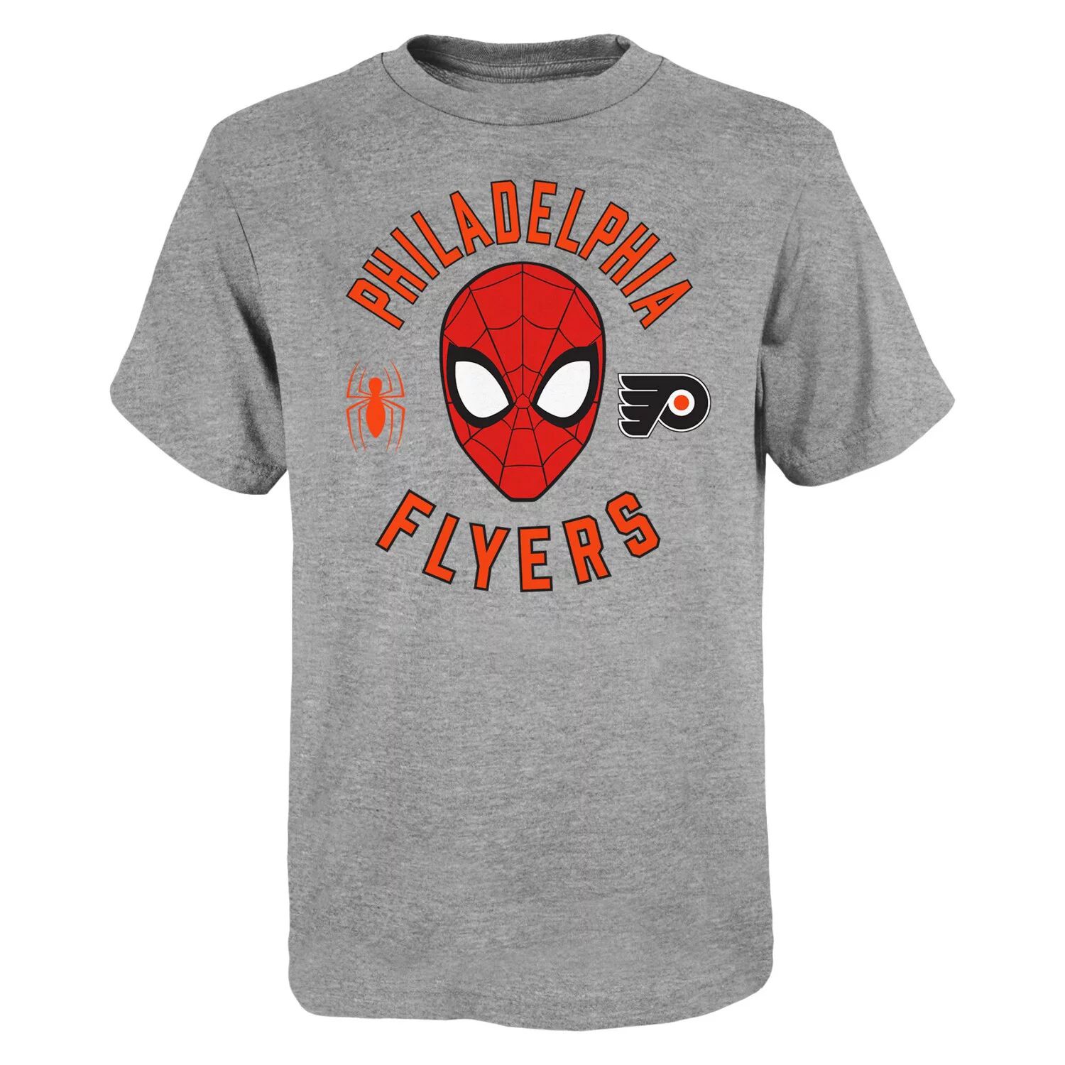 

Молодежная футболка Heather Grey Philadelphia Flyers Mighty Spidey Marvel Outerstuff