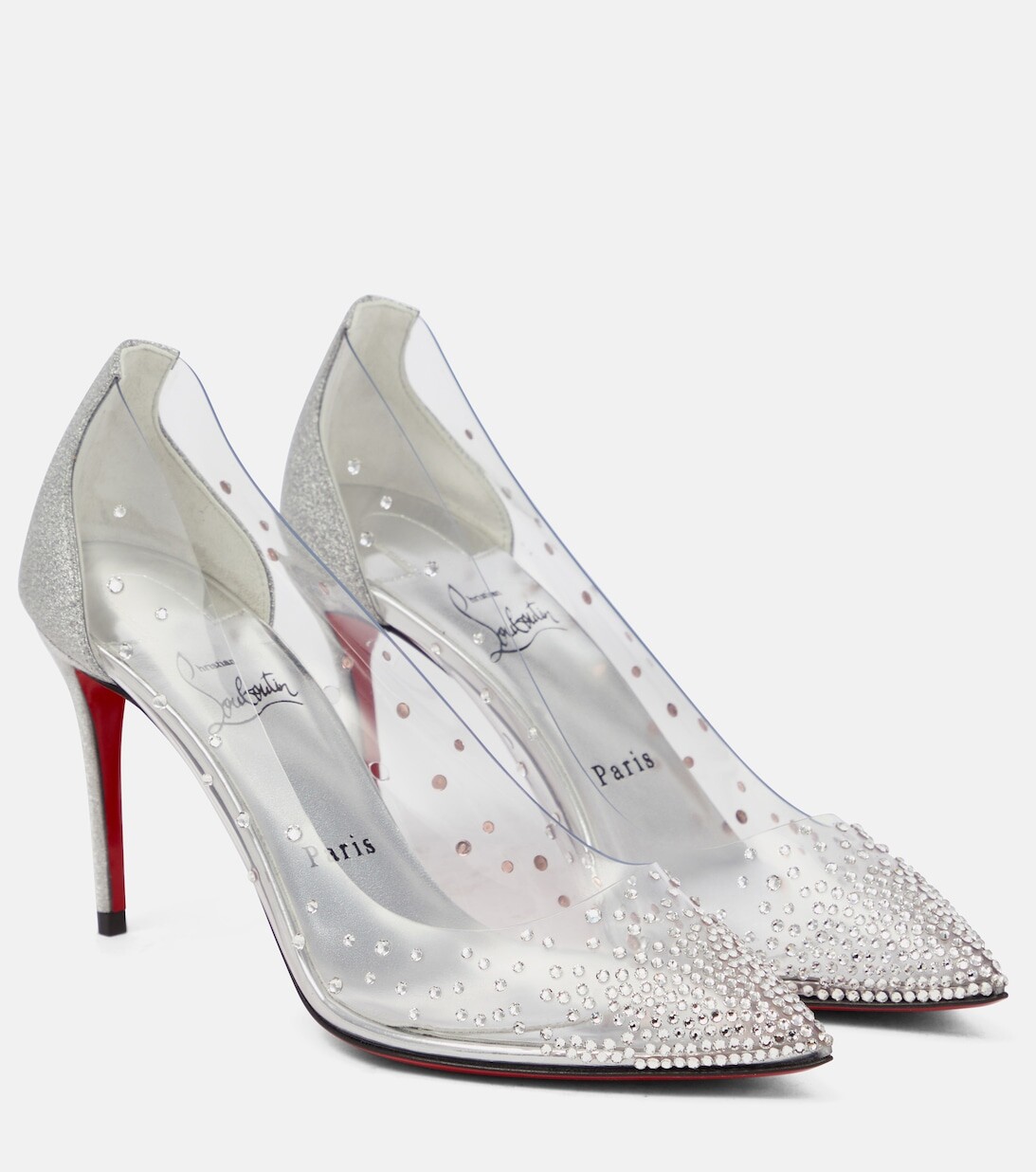 

Туфли-лодочки Degrasss 85 из ПВХ с декором Christian Louboutin, серебряный