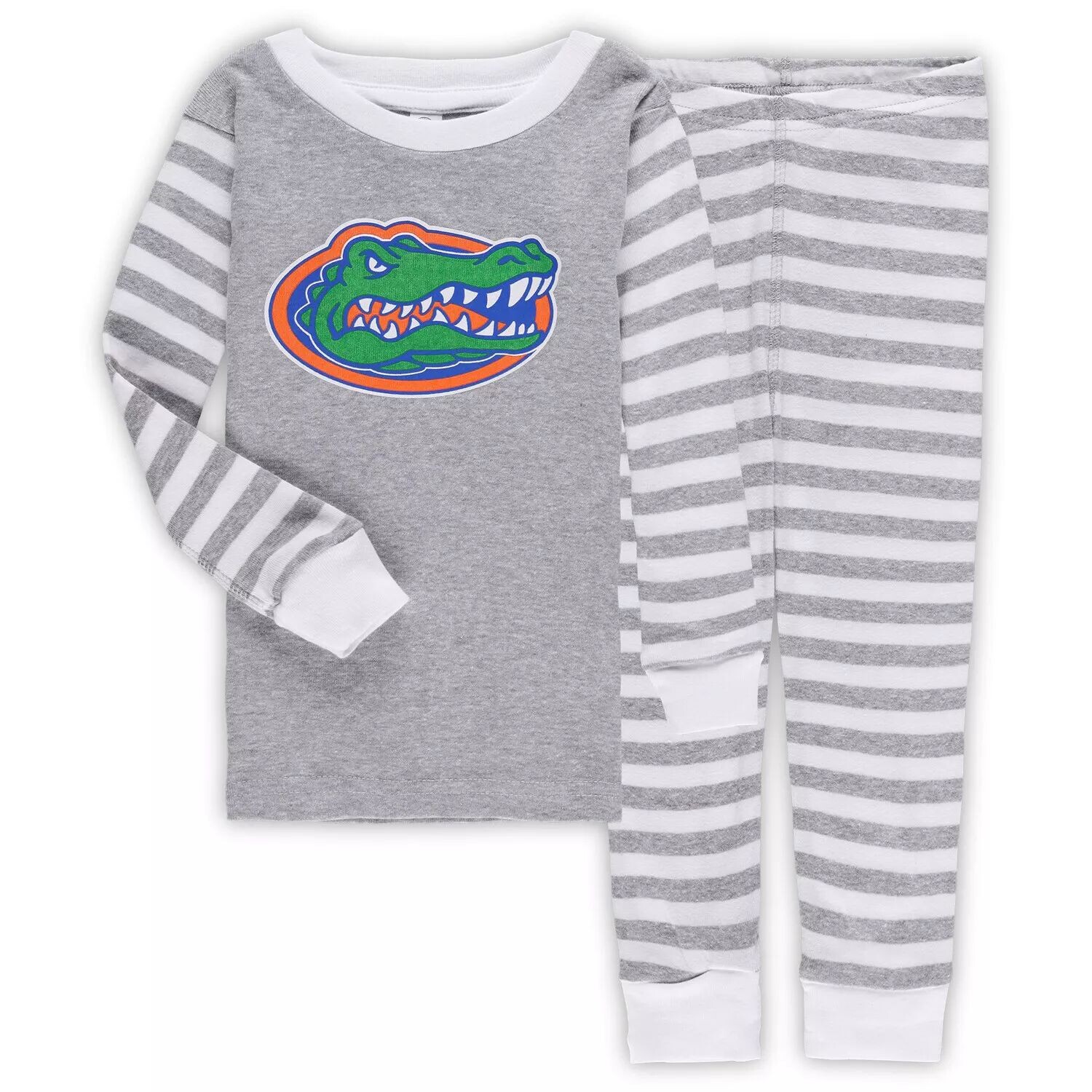 

Комплект для сна с футболкой с длинными рукавами и брюками в полоску Florida Gators серо-белого цвета для малышей Unbranded