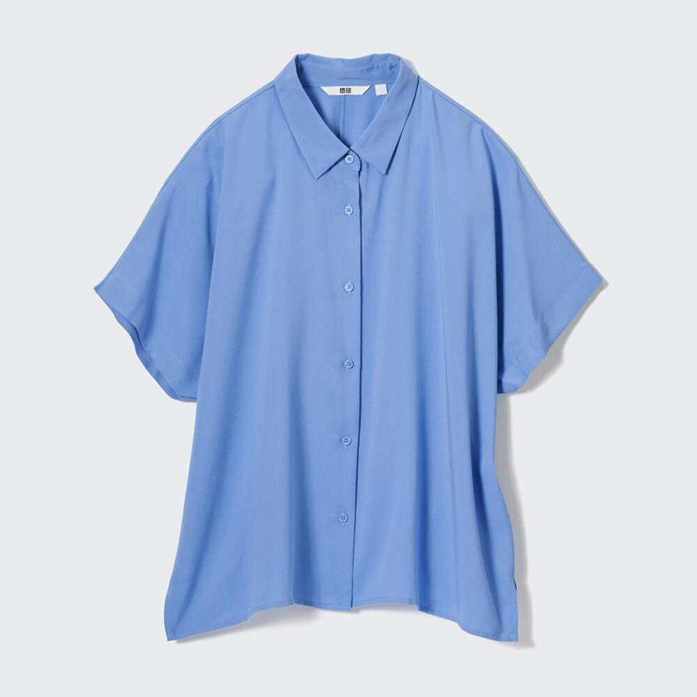

Рубашка Uniqlo повседневная с короткими рукавами, голубой