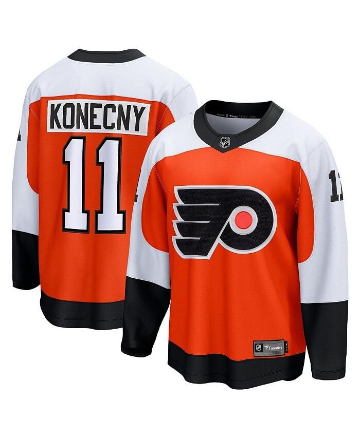 

Мужская футболка с логотипом Travis Konecny Burnt Orange Philadelphia Flyers Home Premier Breakaway Player Fanatics, оранжевый