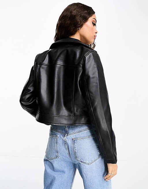 

Черная байкерская куртка из искусственной кожи ASOS DESIGN Petite, Черный