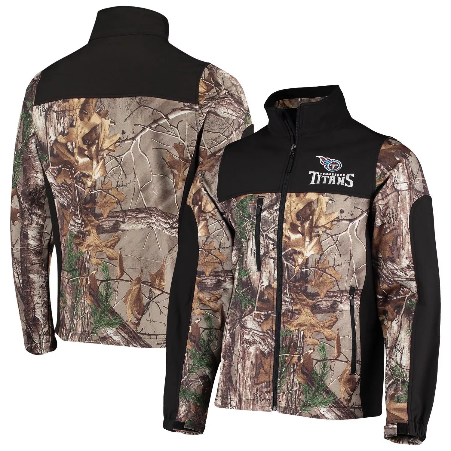 

Мужская куртка Dunbrooke Realtree Camo/Black Tennessee Titans Circle Hunter Softshell с молнией во всю длину