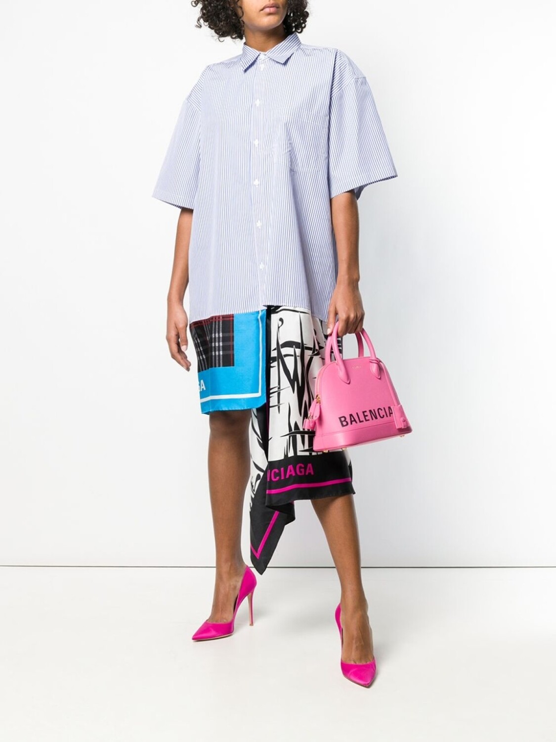 

Платье-рубашка с шарфом Balenciaga, синий