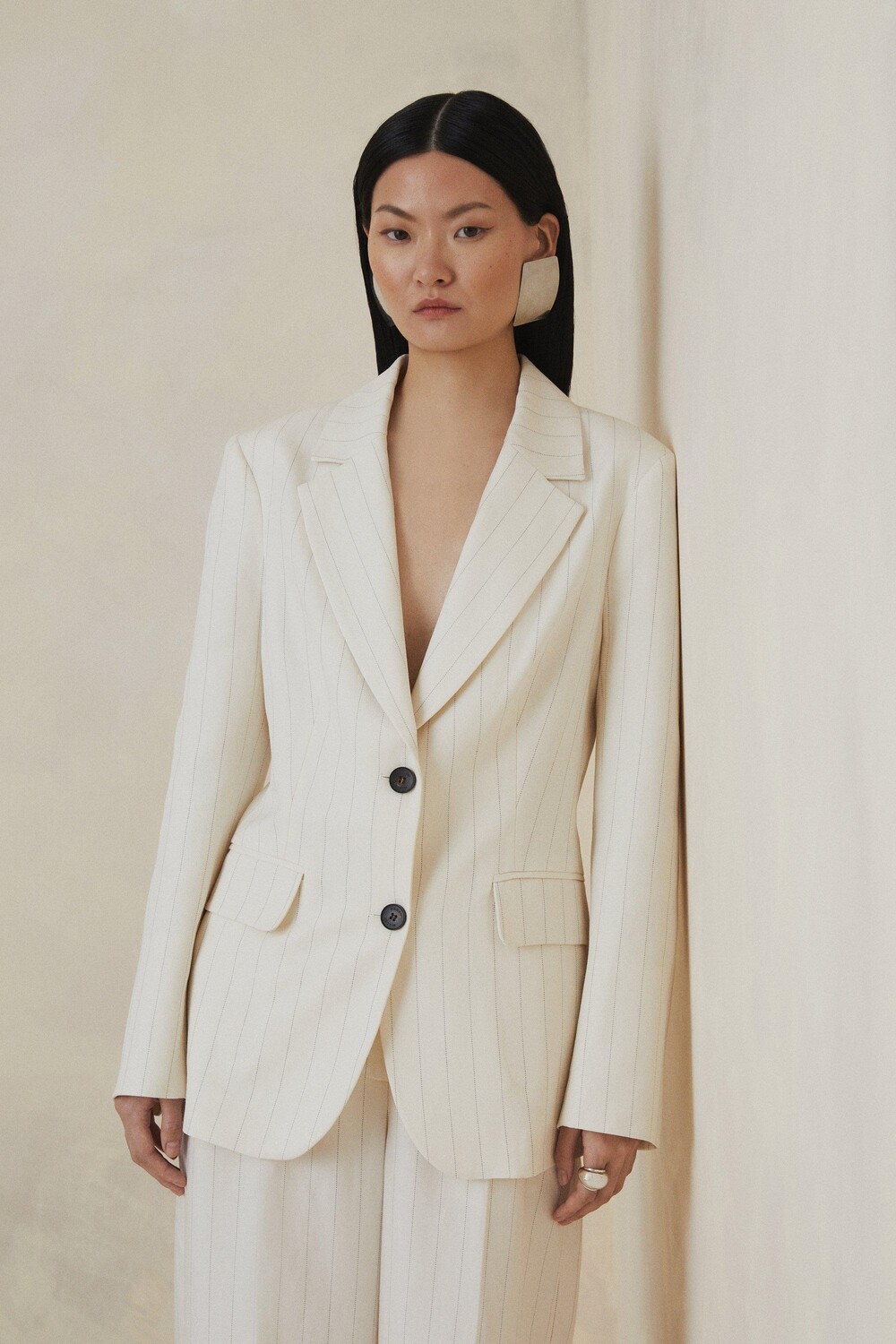 

Полосатый однобортный пиджак The Founder Karen Millen, мультиколор