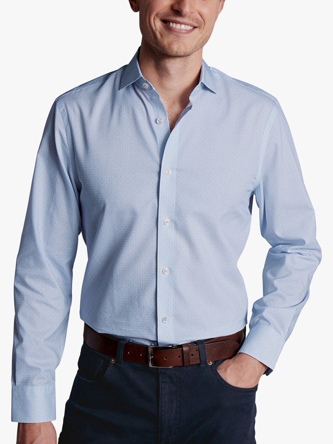 

Рубашка узкого кроя из хлопка с принтом Charles Tyrwhitt, голубое небо