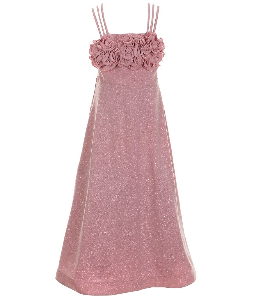 Bonnie Jean Бальное платье блестящей вязки с лифом без рукавов для больших девочек 7–16 лет, розовый