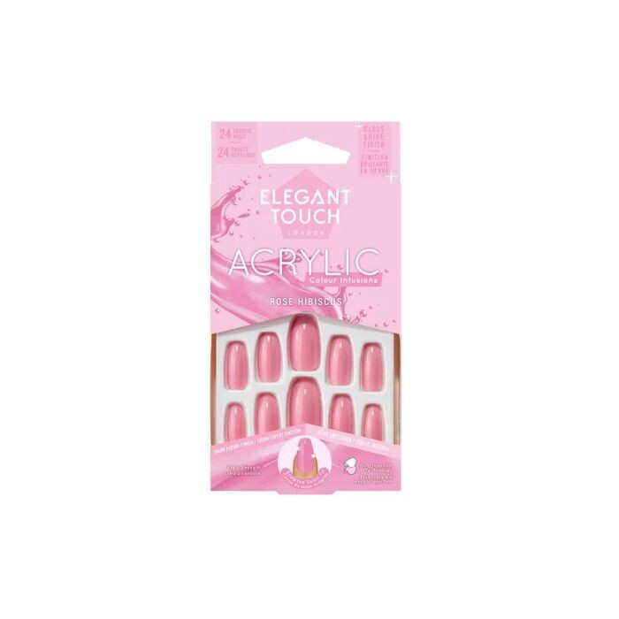 

Накладные ногти Uñas Postizas Acrylic Rose Hibiscus Elegant Touch, Rosa