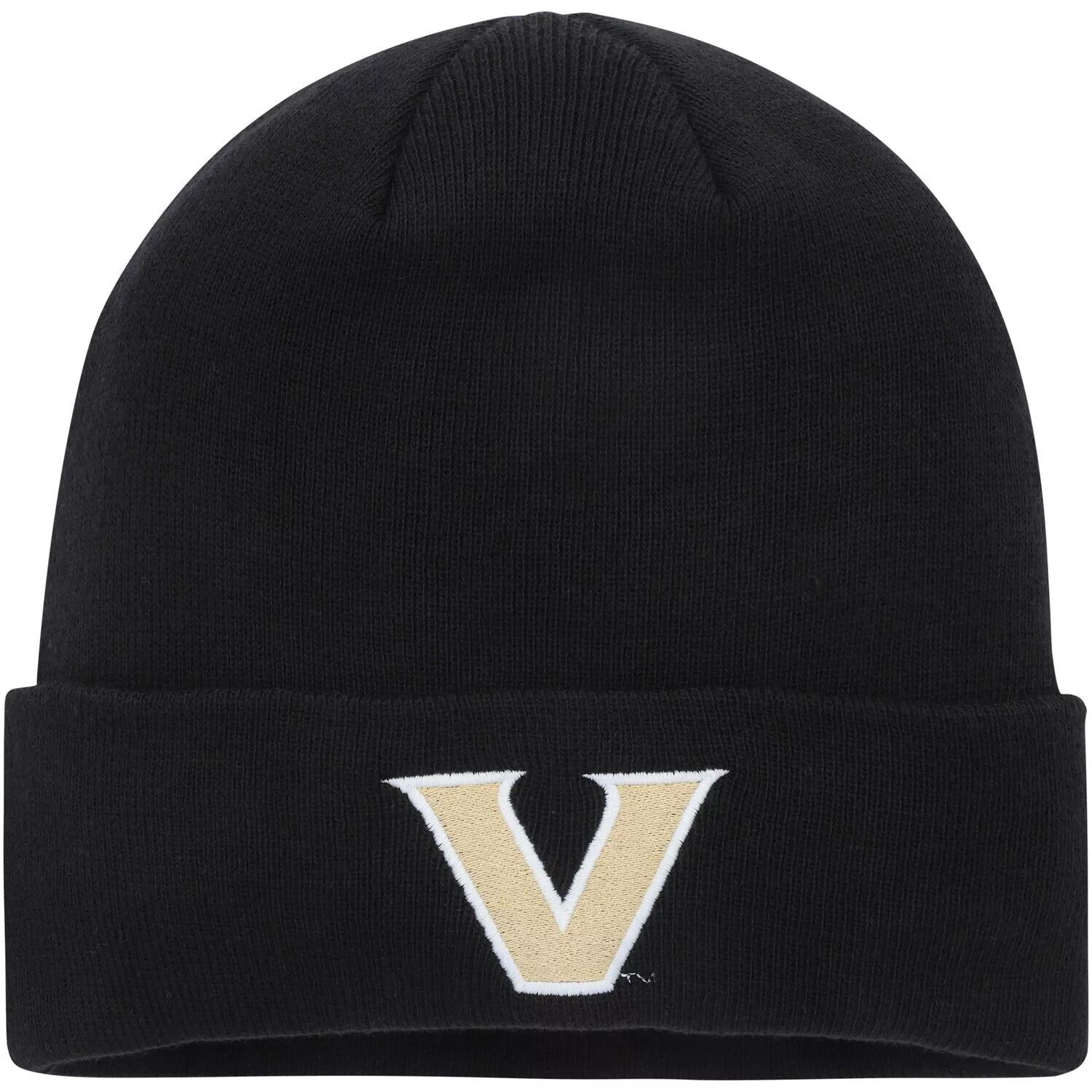 

Мужская черная вязаная шапка с V-образным вырезом и манжетами Nike Vanderbilt Commodores Gold