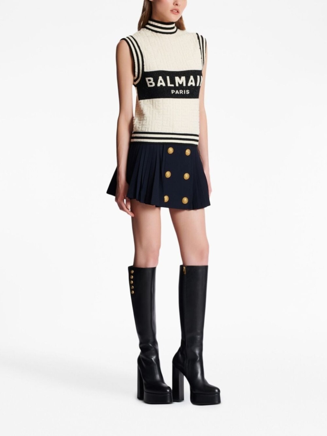 

Balmain трикотажный топ с монограммой, нейтральный цвет