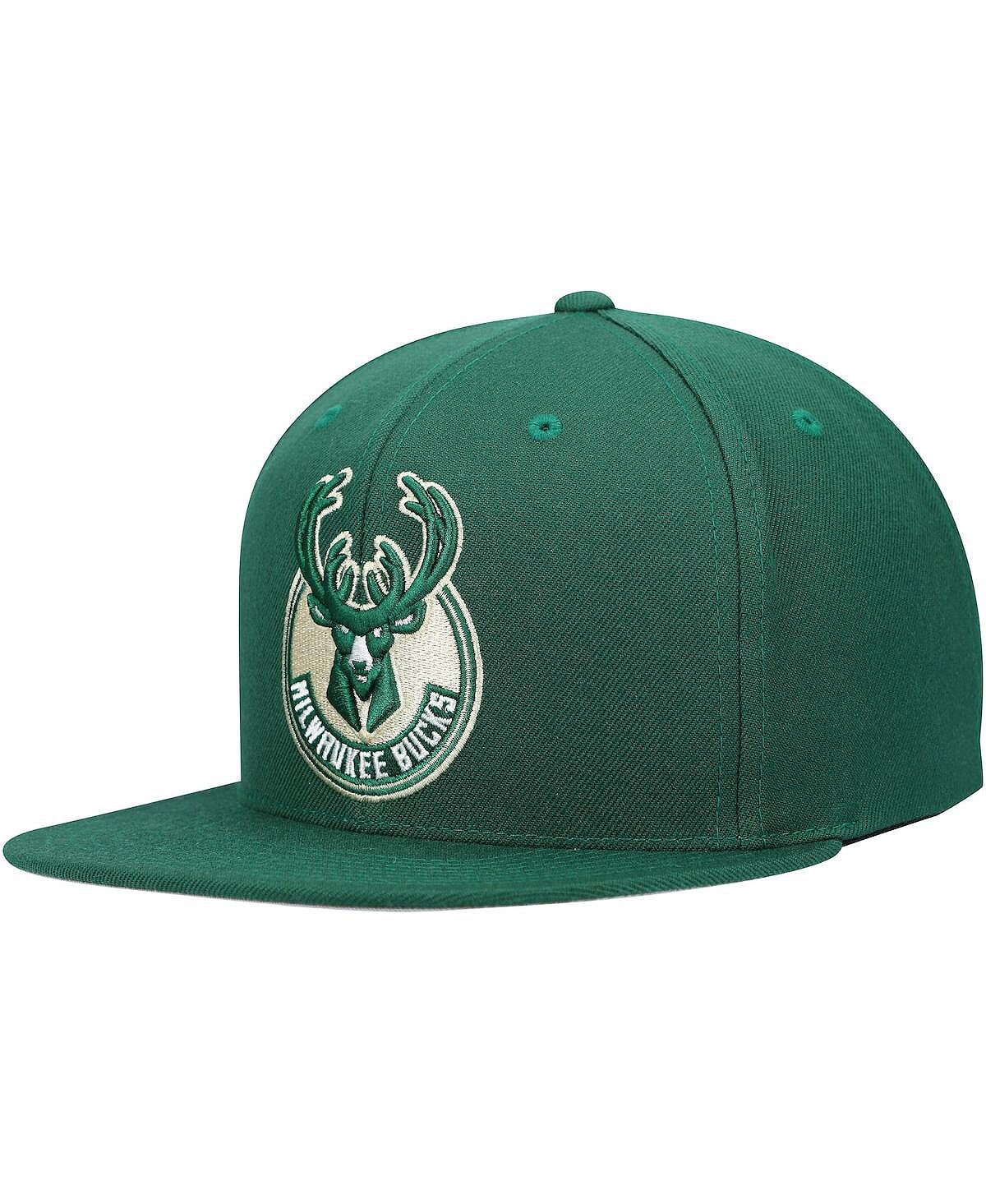 

Мужская кепка Hunter Green Milwaukee Bucks Team Ground Snapback Mitchell & Ness