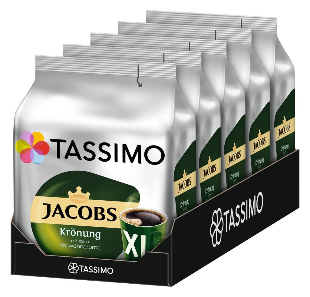 

Tassimo Jacobs Krönung XL Упаковка из 5 кофейных Т-дисков Кофейные капсулы 5 x 16 напитков