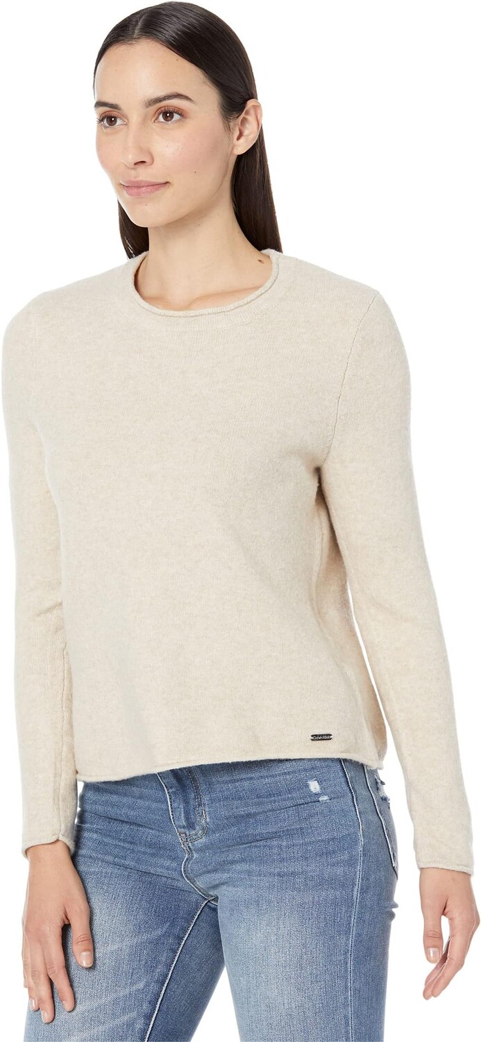 

Свитер Crew Neck Rolled Hem Calvin Klein, цвет Heather Latte