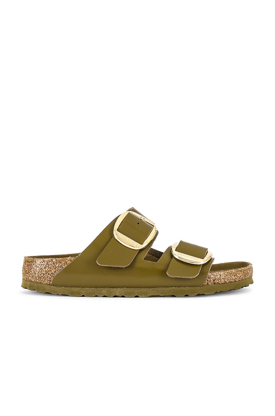 

Сандалии BIRKENSTOCK Arizona Big Buckle, цвет High Shine Mud Green Leather