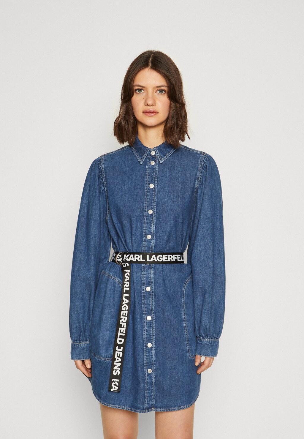 

Платье Vaquero Karl Lagerfeld Jeans ПЛАТЬЕ PUFF BELT DRESS, цвет washed dark blue