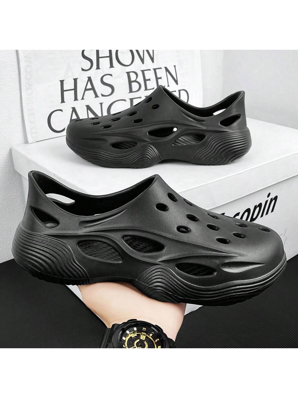 Мужские классические черные сандалии с верхним дизайном, черный цена и фото