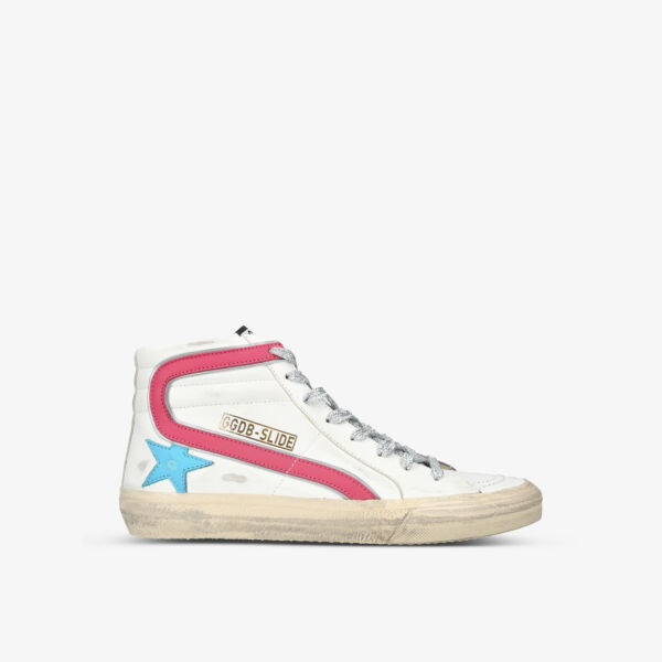 

Высокие кроссовки из искусственной кожи Slide 82338 с логотипом Golden Goose, белый