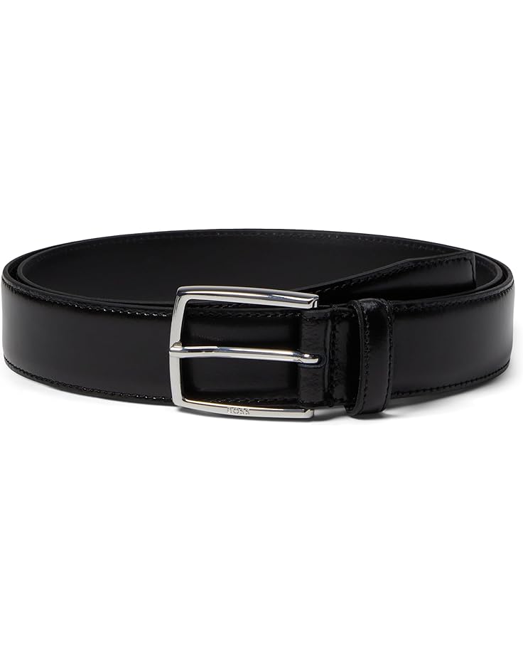 Ремень BOSS Celie Plain Leather Belt with Polished Silver Buckle, цвет Black Storm