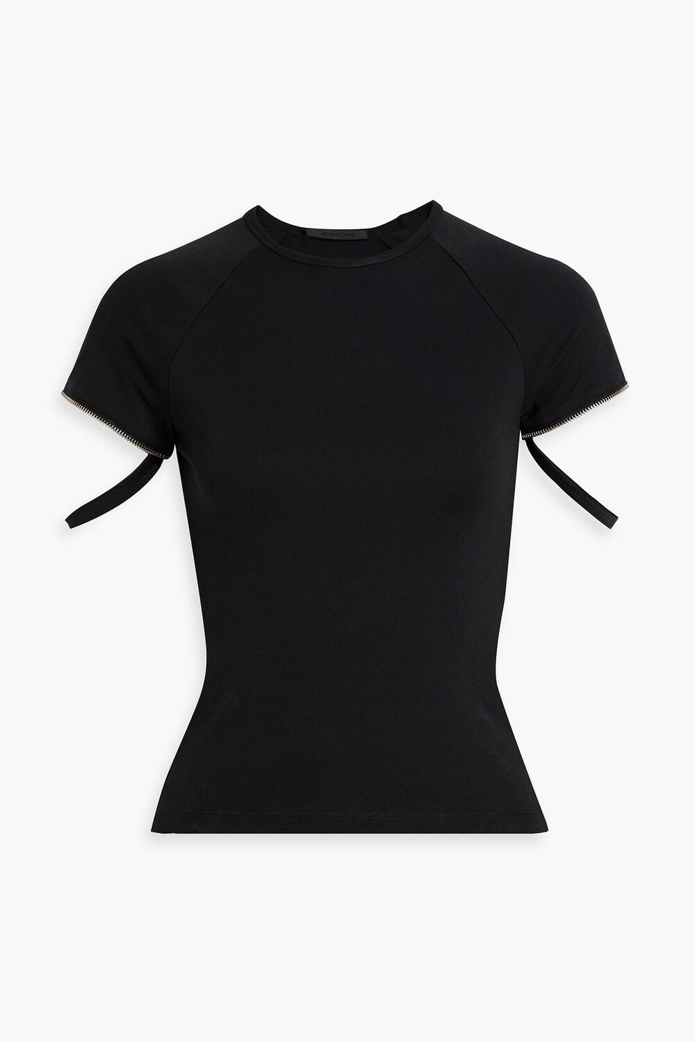 

Футболка из хлопкового джерси с вырезом на молнии HELMUT LANG, черный
