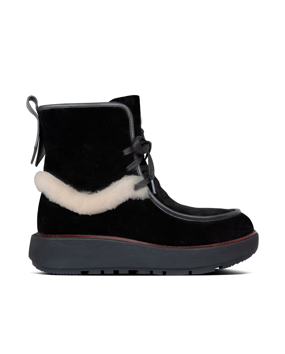 

Женские замшевые ботинки на шнуровке черного цвета FitFlop, черный