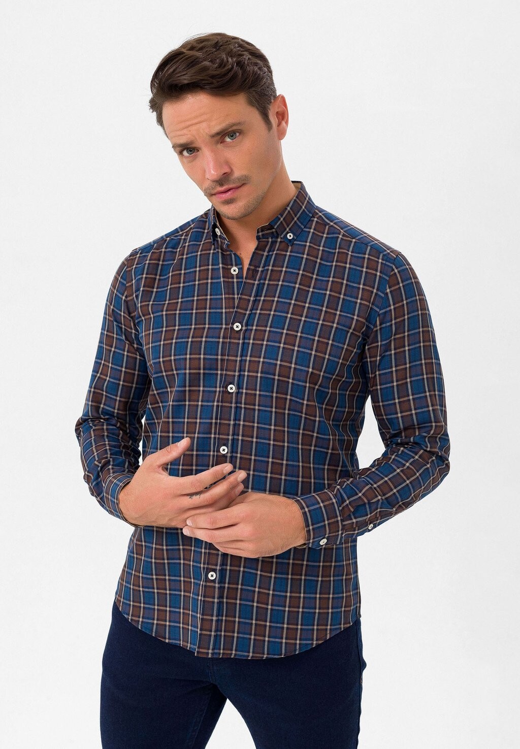 

Рубашка Plaid Regular Fit Felix Hardy, цвет dark blue