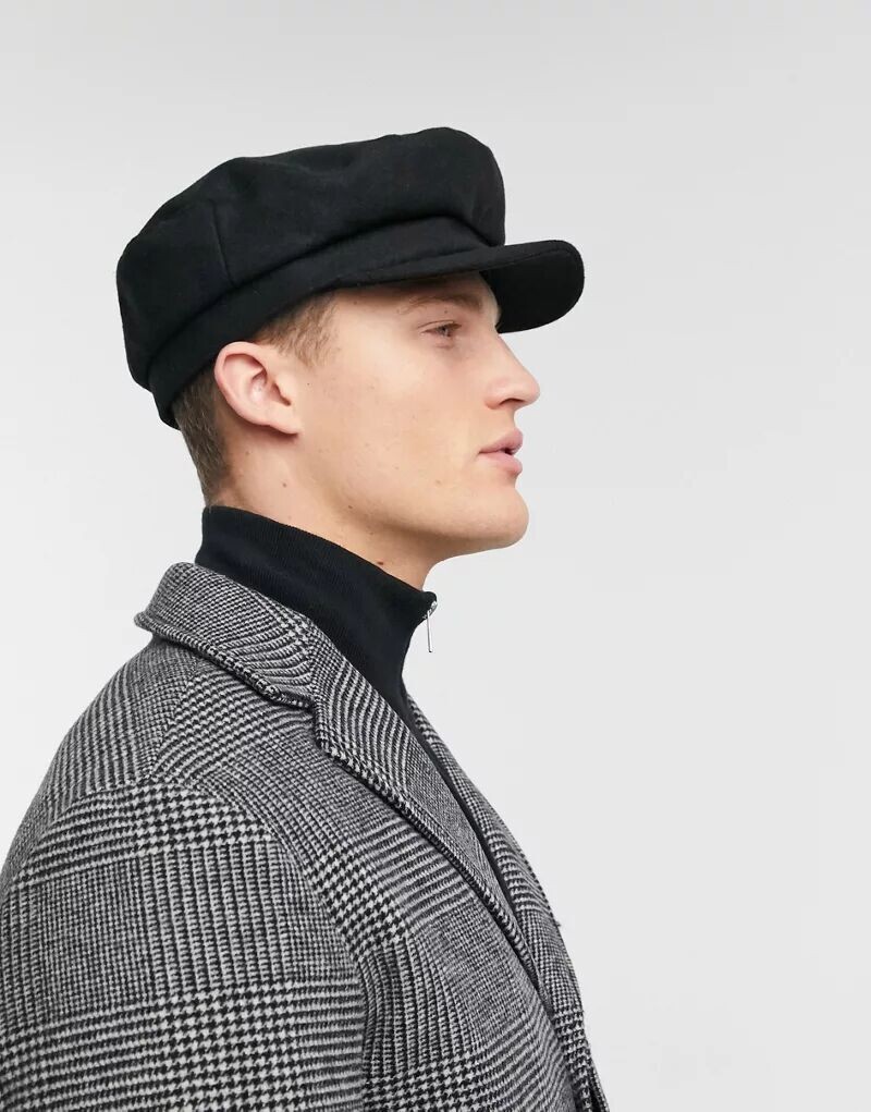 

Черная плоская кепка для мальчиков ASOS Baker Boy
