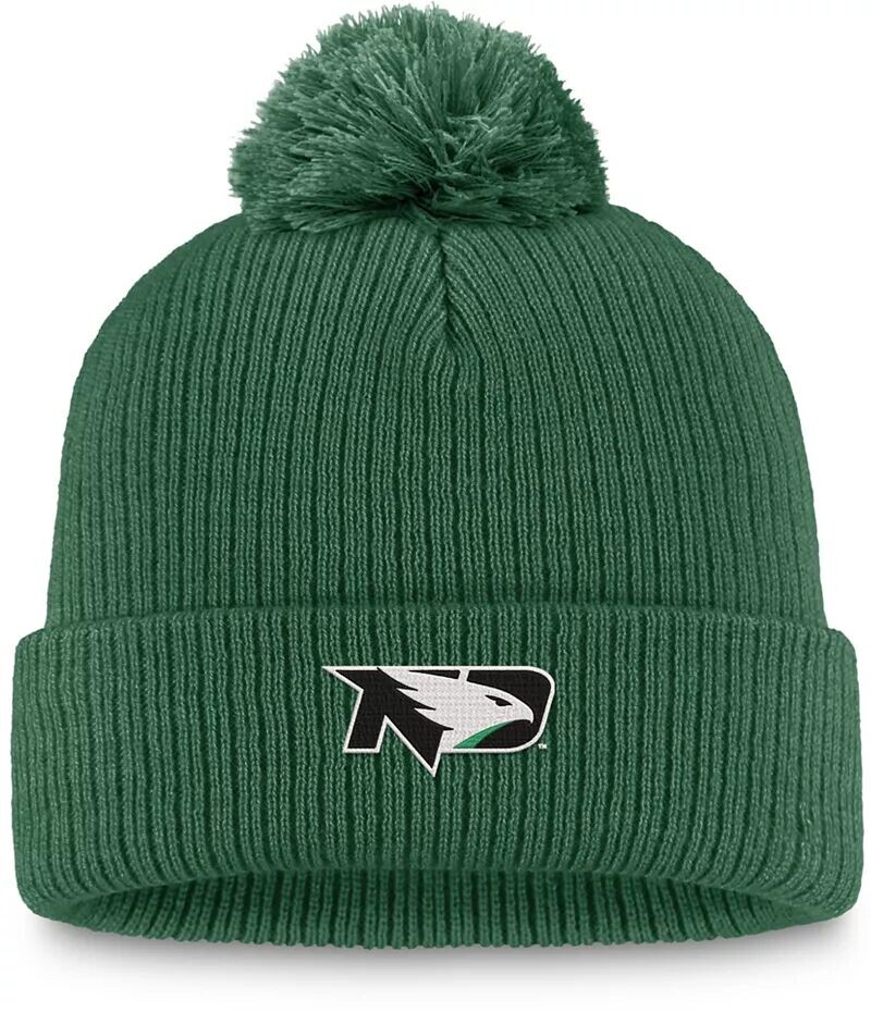 

Зеленая вязаная шапка с манжетами и помпонами Top of the World North Dakota Fighting Hawks