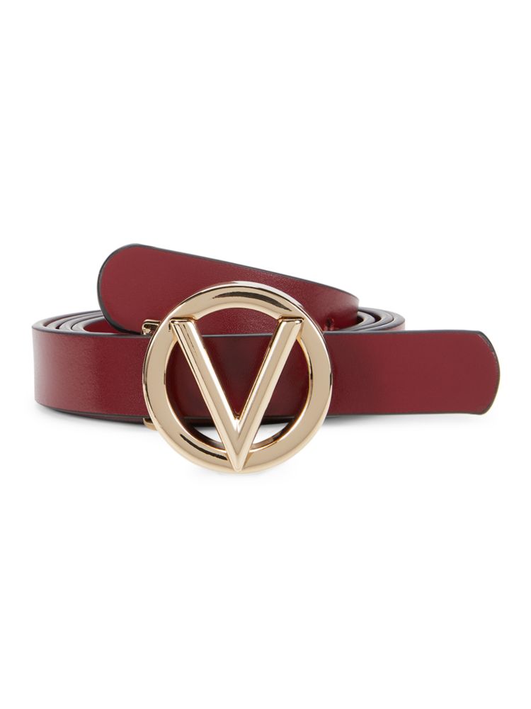 Тонкий кожаный ремень с логотипом Mario Valentino, красный