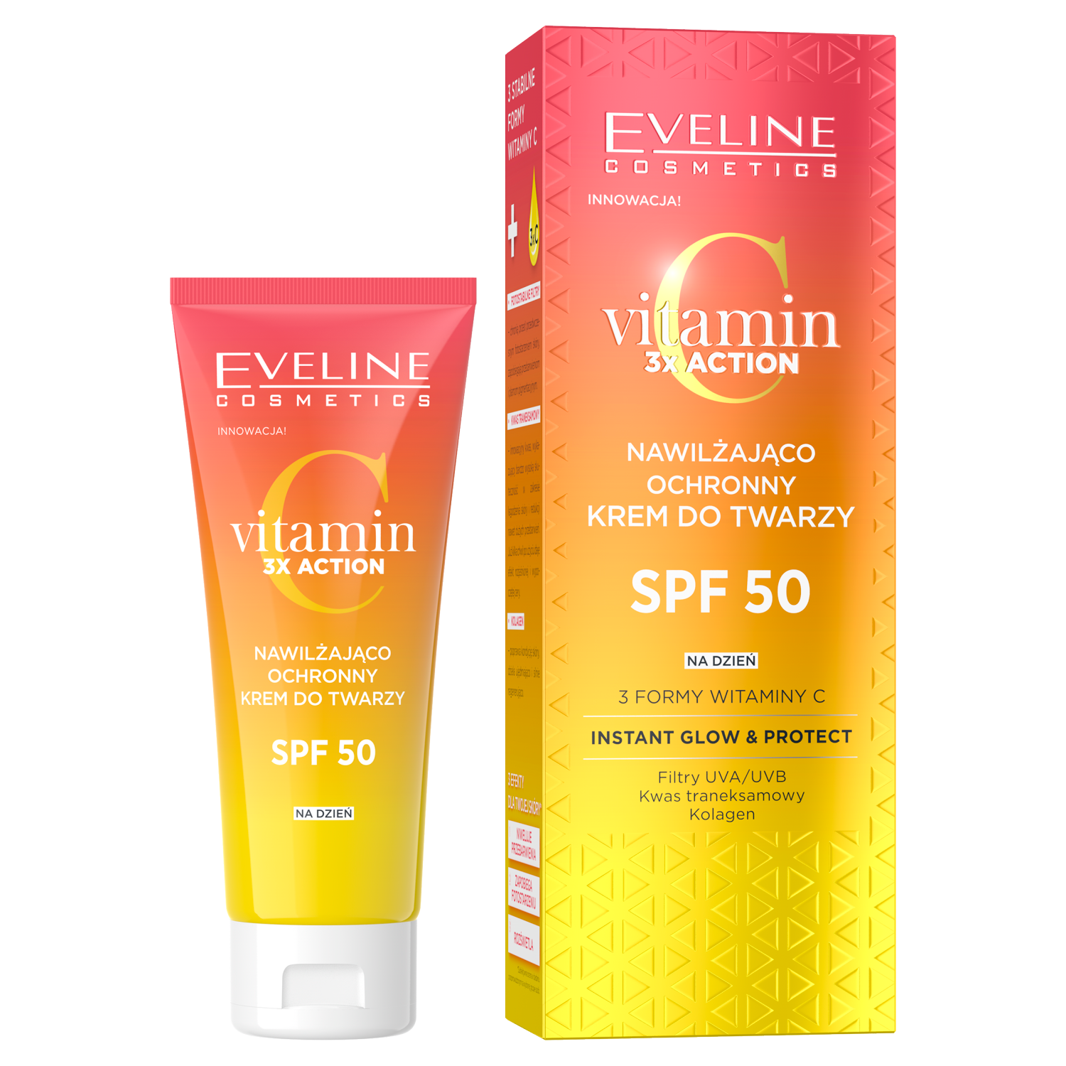 Увлажняющий крем для лица с spf50 Eveline Cosmetics Vitamin C, 30 мл