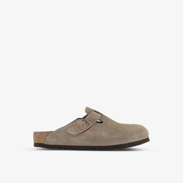 

Сабо из замши и кожи с тисненым логотипом boston Birkenstock, коричневый