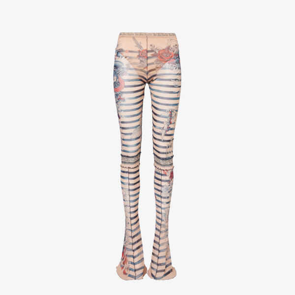 Расклешенные брюки из тканого материала средней посадки Marinière с графическим принтом Jean Paul Gaultier, синий