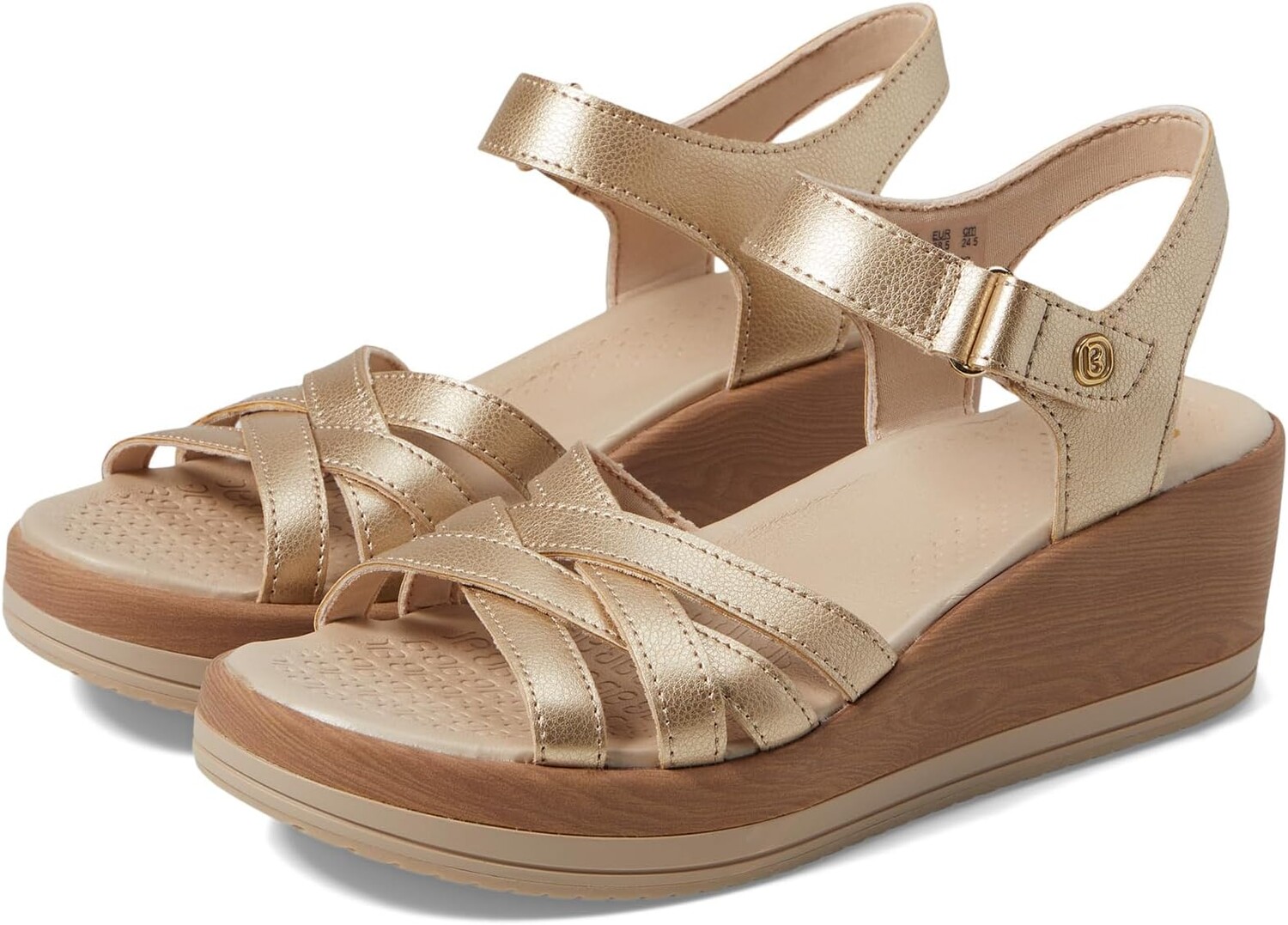 

Сандалии Bzees Rhythm Wedge Strappy Sandals, цвет Metallic Gold