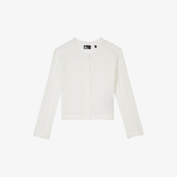 

Вязаный кардиган узкого кроя с зубчатыми краями The Kooples, белый