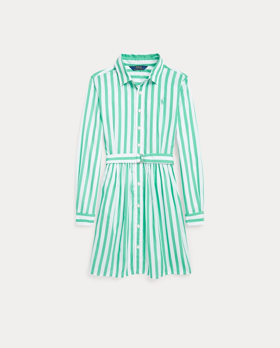 

Полосатое хлопковое платье для девочки Polo Ralph Lauren, зеленый