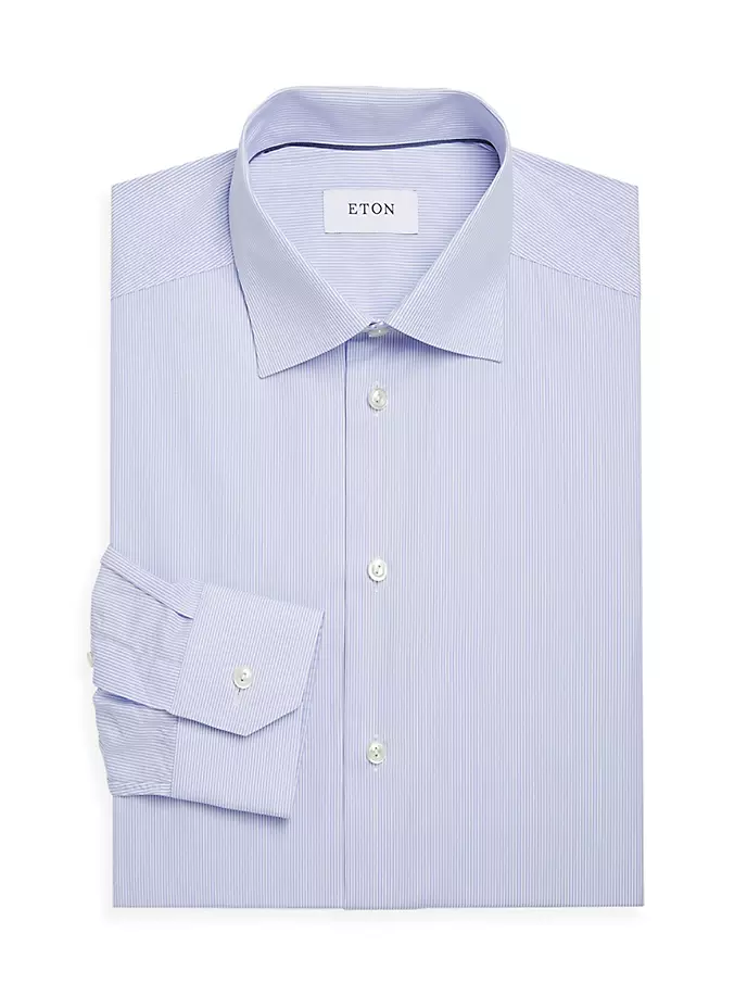 цена Классическая рубашка приталенного кроя в тонкую полоску Eton, синий