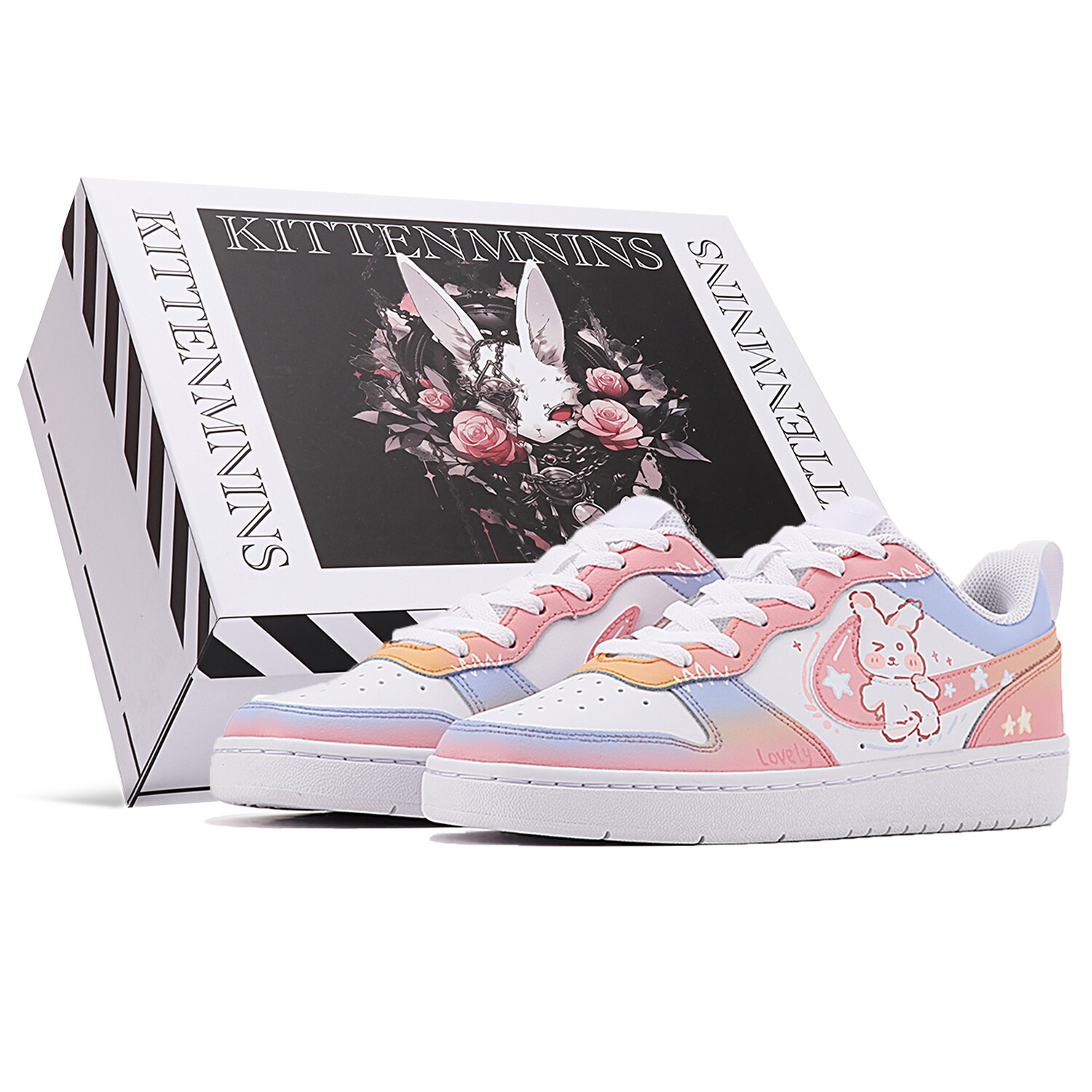 

Кроссовки Nike Court Borough Skateboard Shoes Women's Low-Top Pink Blue, розовый