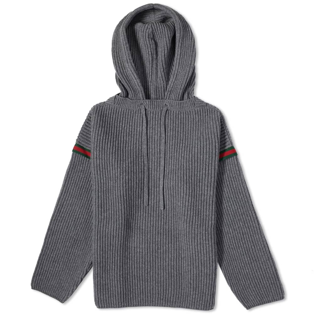 

Трикотажное худи с логотипом Gucci Tape, серый
