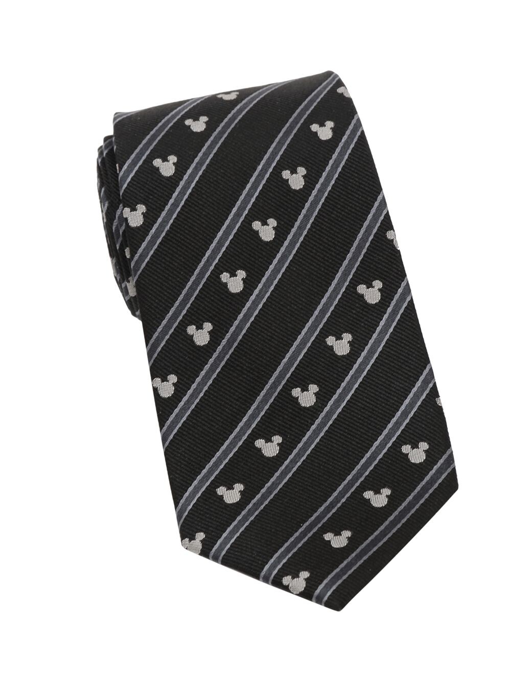 

Шелковый галстук в полоску с Микки Маусом Disney Cufflinks, Inc., черный