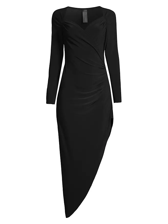 Асимметричное платье со сборками и драпировкой Norma Kamali, черный 32836